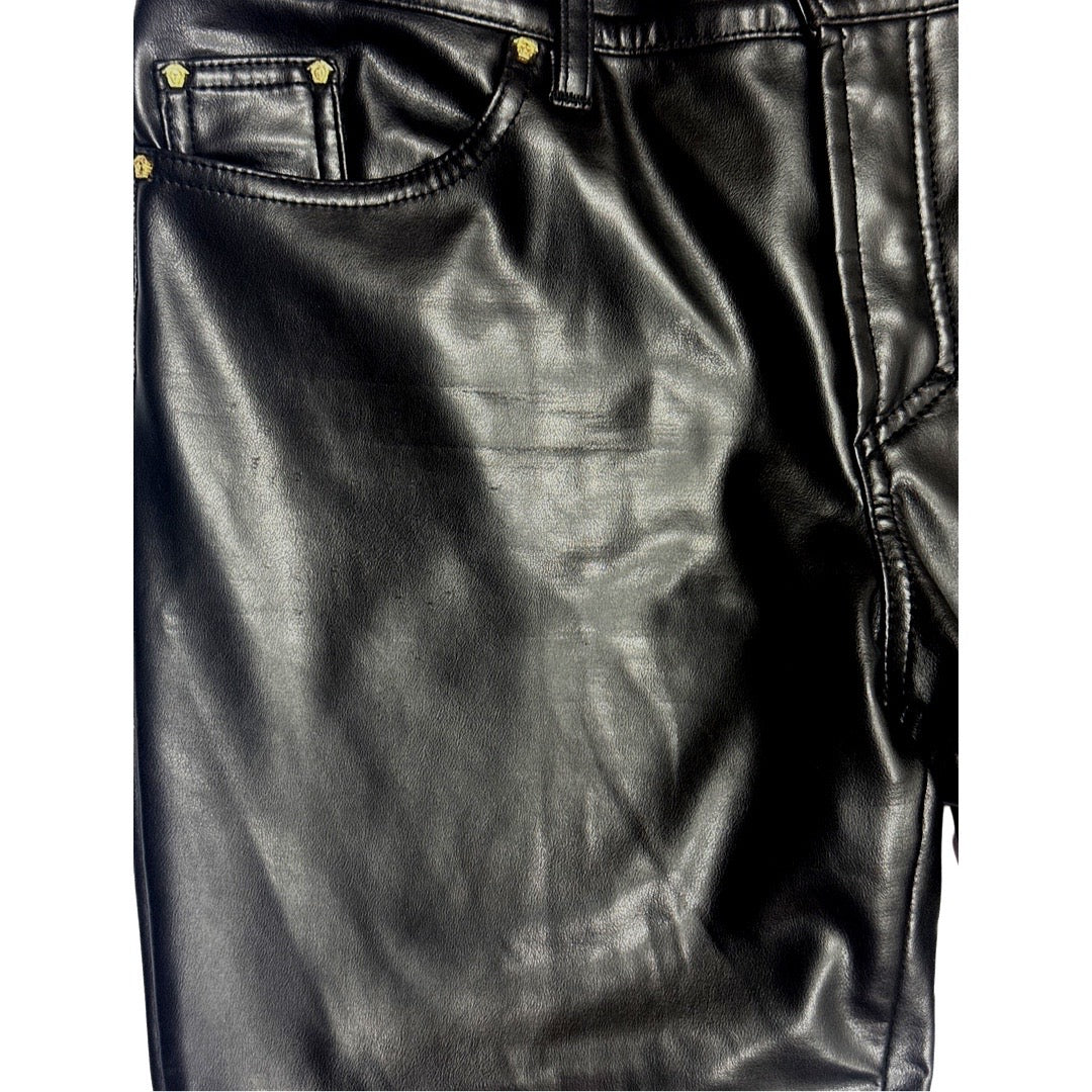 Versace Womens 100 Leather Black Leather Jeans US M IT 42  eBay